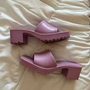 Bershka Lavender Jelly Block Heel Sandals